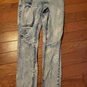 Distressed high-waisted light blue yin yang jeans Juniors Size 0